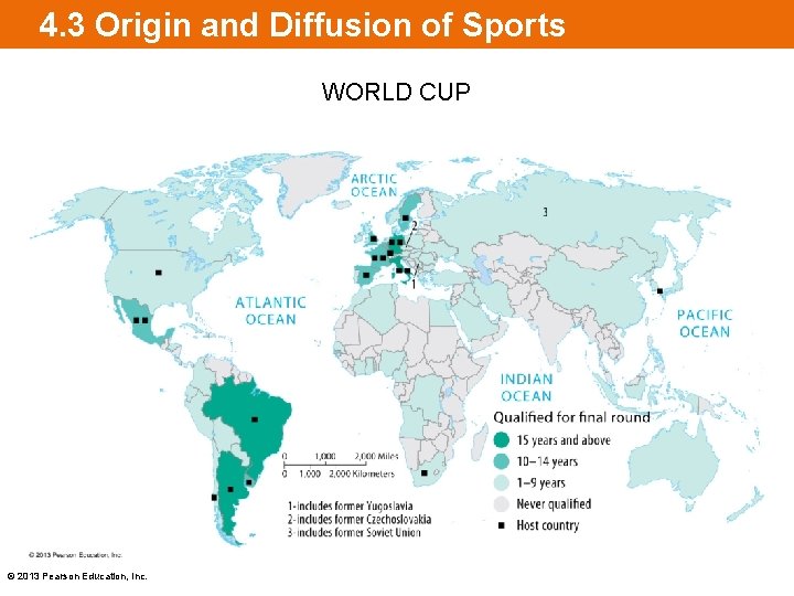 4. 3 Origin and Diffusion of Sports WORLD CUP © 2013 Pearson Education, Inc.