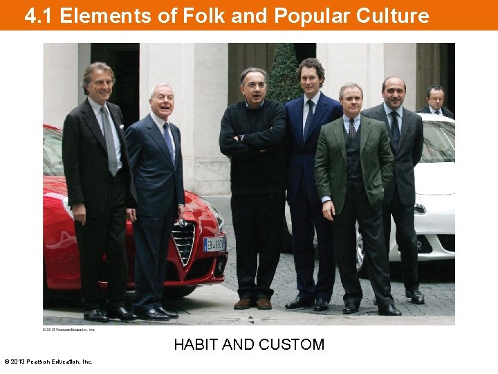 4. 1 Elements of Folk and Popular Culture HABIT AND CUSTOM © 2013 Pearson