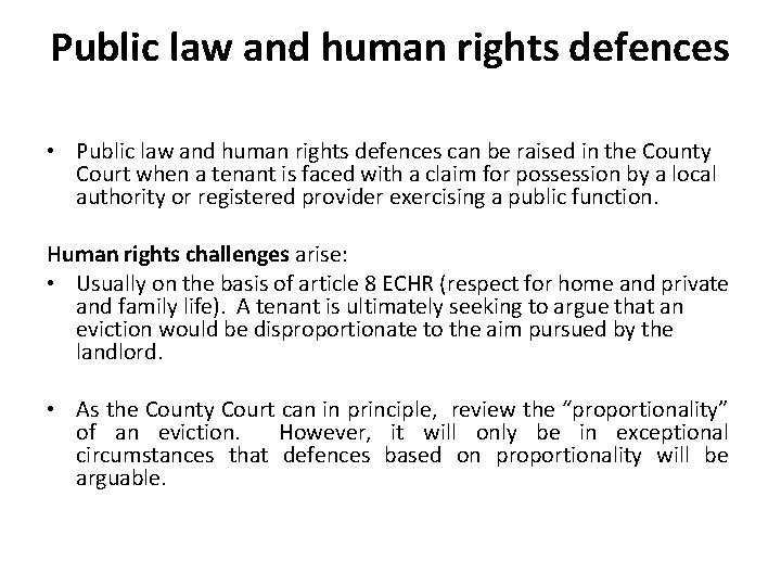 Public law and human rights defences • Public law and human rights defences can Public law and human rights defences • Public law and human rights defences can
