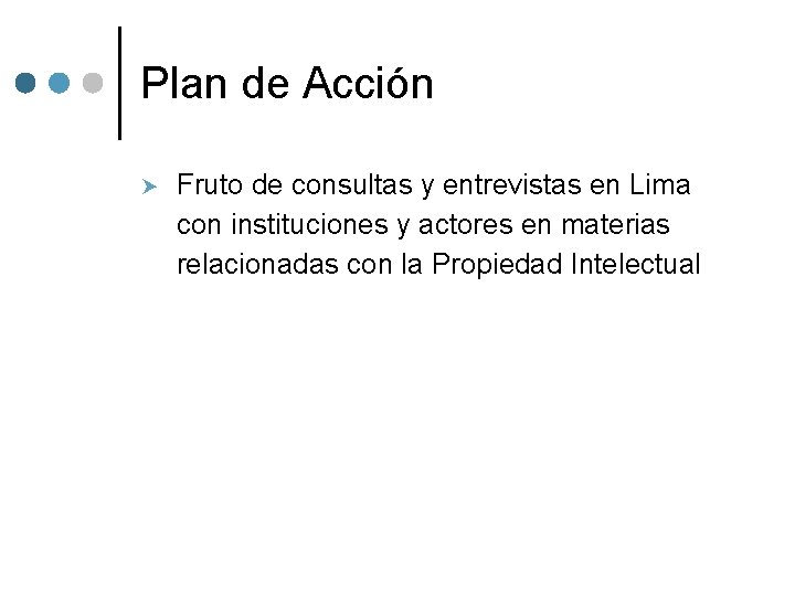 Plan de Acción Fruto de consultas y entrevistas en Lima con instituciones y actores
