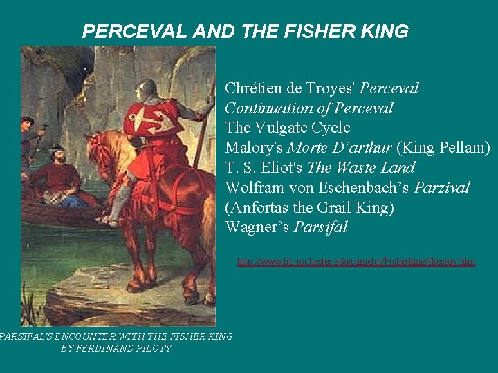 PERCEVAL AND THE FISHER KING Chrétien de Troyes' Perceval Continuation of Perceval The Vulgate