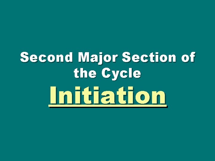 Second Major Section of the Cycle Initiation 