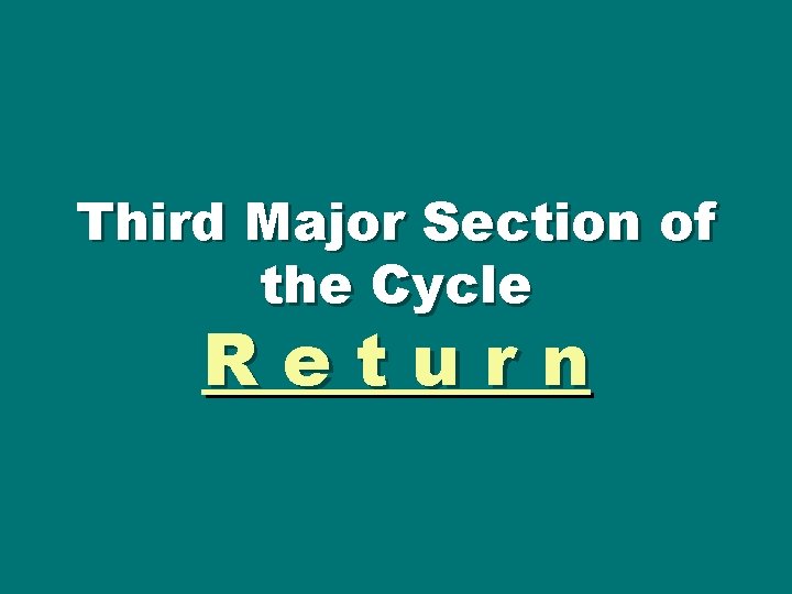 Third Major Section of the Cycle Return 