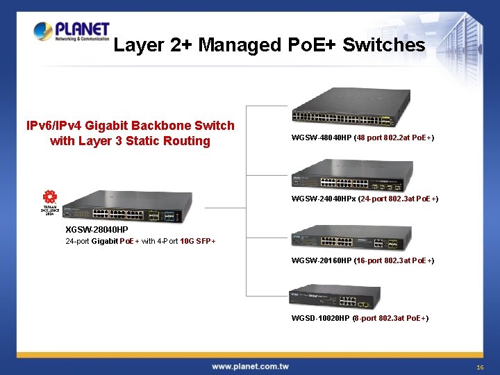 Layer 2+ Managed Po. E+ Switches IPv 6/IPv 4 Gigabit Backbone Switch with Layer