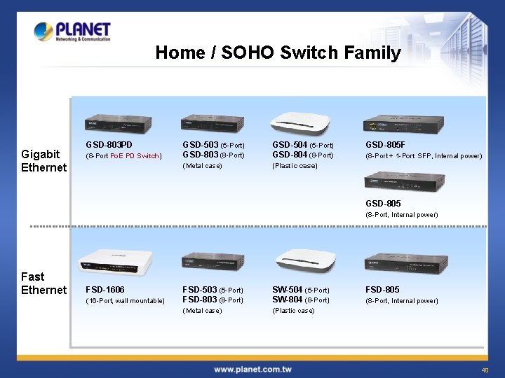 Home / SOHO Switch Family Gigabit Ethernet GSD-803 PD (8 -Port Po. E PD