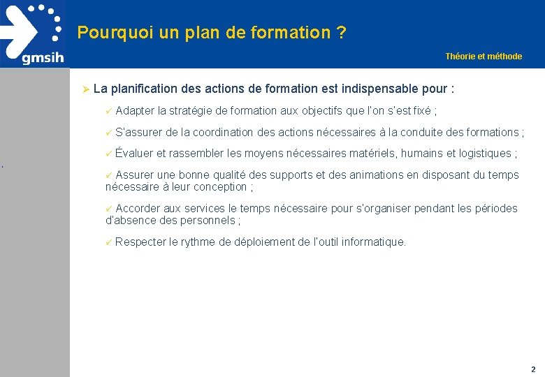 Pourquoi un plan de formation ? Théorie et méthode Ø La planification des actions Pourquoi un plan de formation ? Théorie et méthode Ø La planification des actions