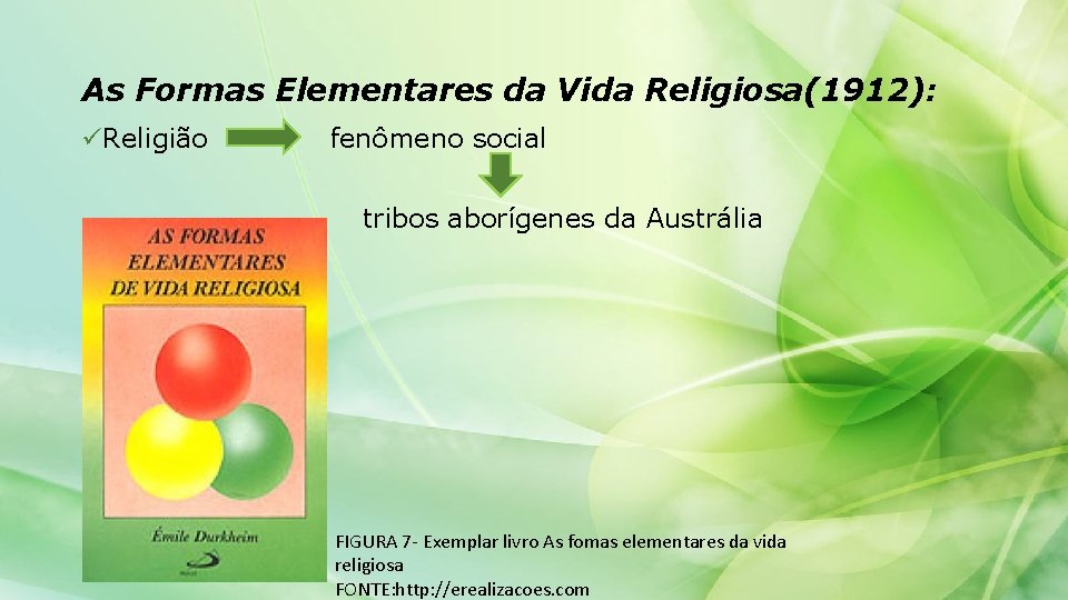 As Formas Elementares da Vida Religiosa(1912): üReligião fenômeno social tribos aborígenes da Austrália FIGURA
