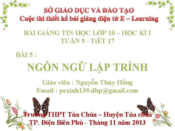 SỞ GIÁO DỤC VÀ ĐÀO TẠO Cuộc thiết kế bài giảng điện tử E