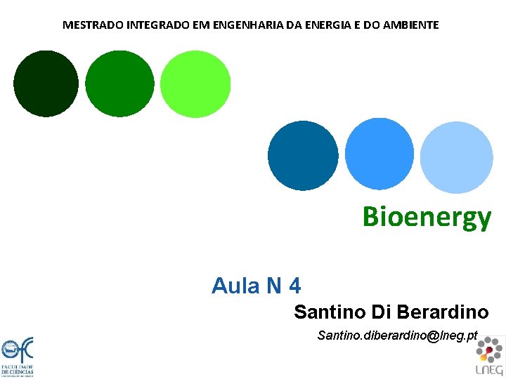 MESTRADO INTEGRADO EM ENGENHARIA DA ENERGIA E DO AMBIENTE Bioenergy Aula N 4 Santino