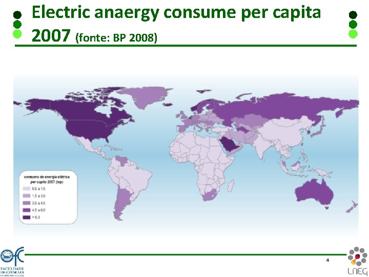Electric anaergy consume per capita 2007 (fonte: BP 2008) 4 