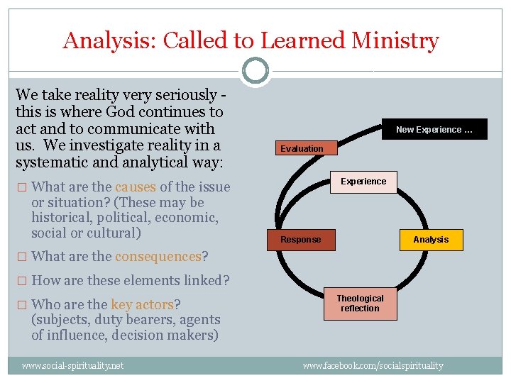 Analysis: Called to Learned Ministry We take reality very seriously this is where God