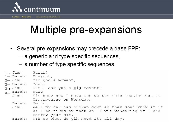 Multiple pre-expansions • Several pre-expansions may precede a base FPP: – a generic and