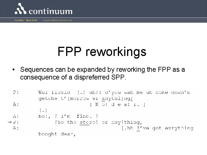 FPP reworkings • Sequences can be expanded by reworking the FPP as a consequence