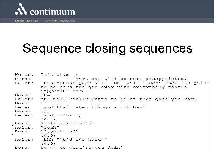 Sequence closing sequences 