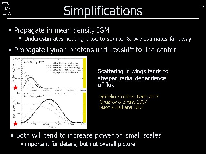 STSc. I MAR 2009 Simplifications • Propagate in mean density IGM § Underestimates heating