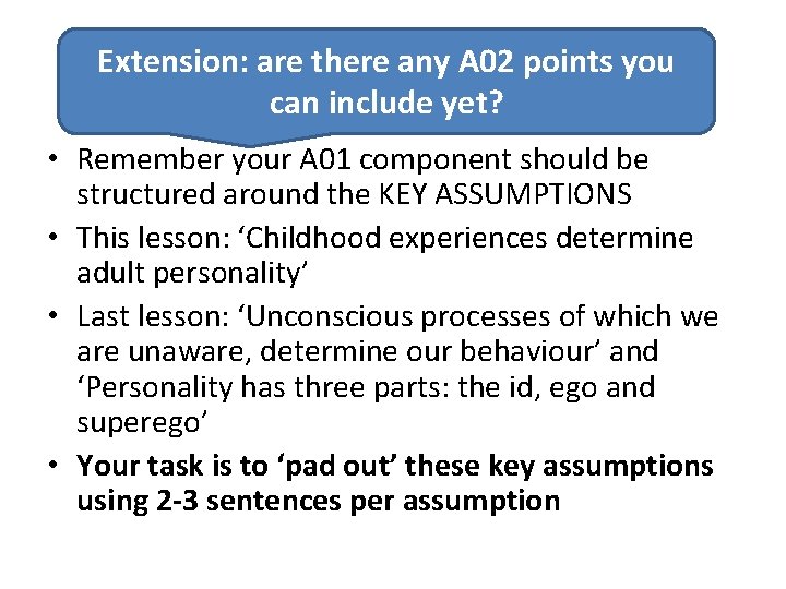 Extension: are there any A 02 points you A 01: Where are we up