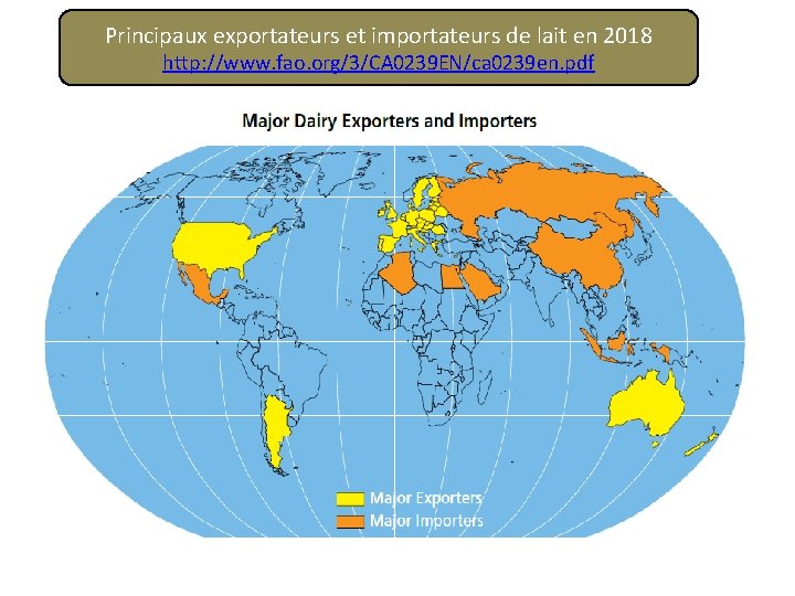 Principaux exportateurs et importateurs de lait en 2018 http: //www. fao. org/3/CA 0239 EN/ca