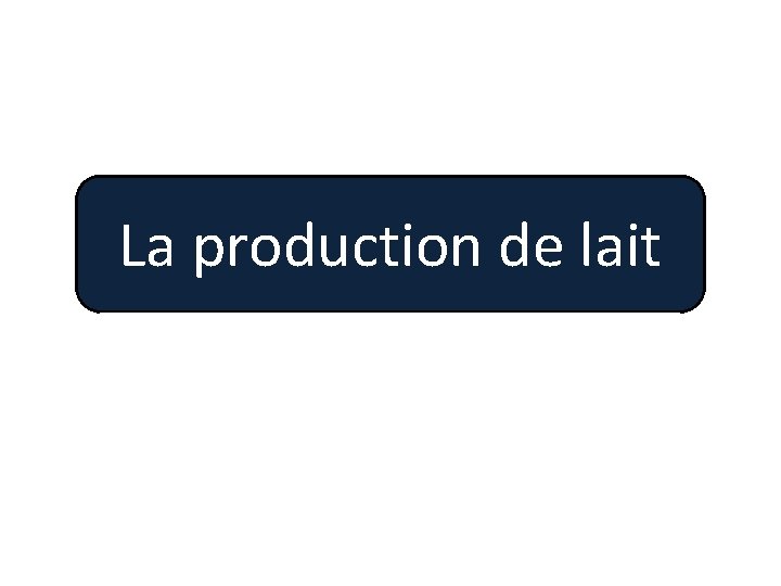 La production de lait 