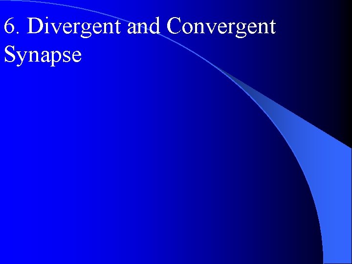 6. Divergent and Convergent Synapse 6. Divergent and Convergent Synapse