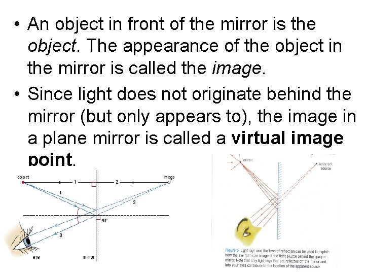  • An object in front of the mirror is the object. The appearance