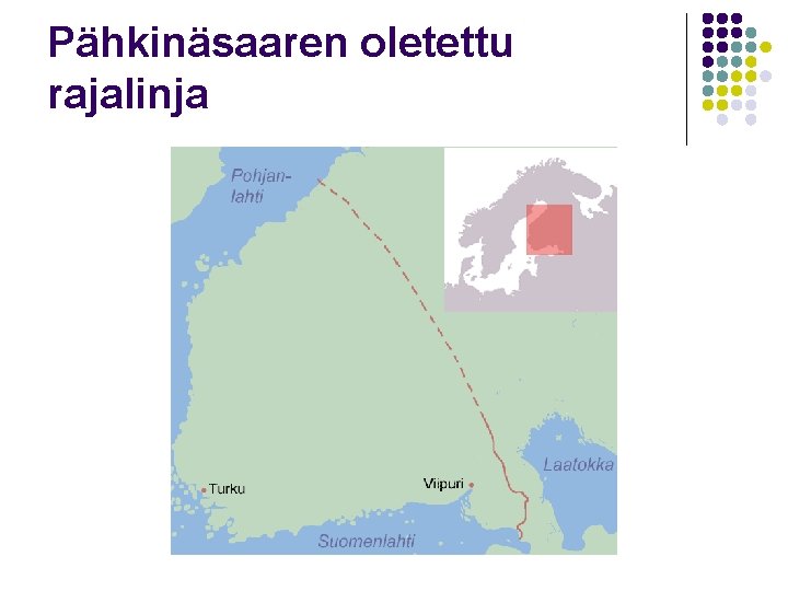 Pähkinäsaaren oletettu rajalinja 