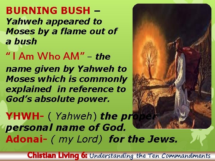 BURNING BUSH – Yahweh appeared to Moses by a flame out of a bush
