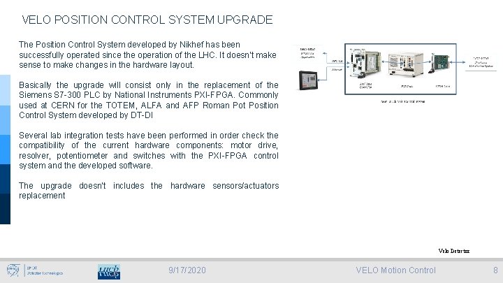 VELO POSITION CONTROL SYSTEM UPGRADE The Position Control System developed by Nikhef has been