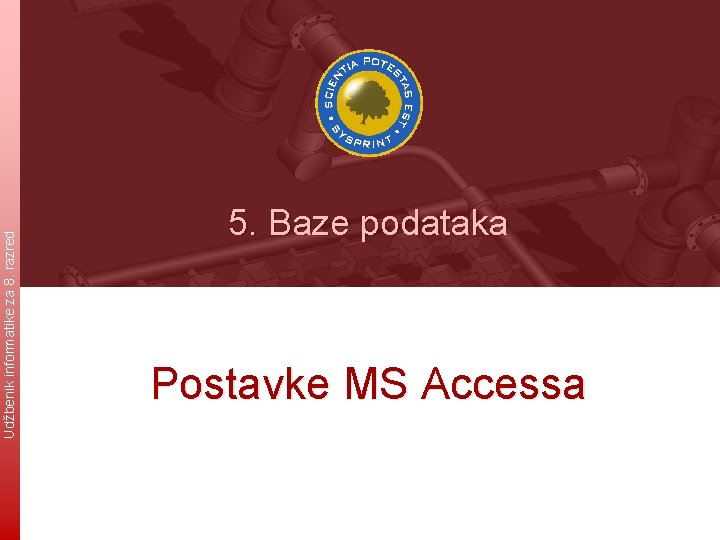 Udžbenik informatike za 8. razred 5. Baze podataka Postavke MS Accessa 