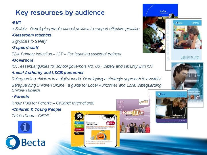Key resources by audience • SMT e-Safety: Developing whole-school policies to support effective practice