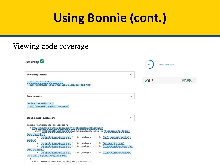 Using Bonnie (cont. ) Viewing code coverage 