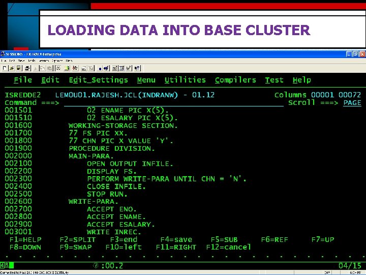 LOADING DATA INTO BASE CLUSTER 