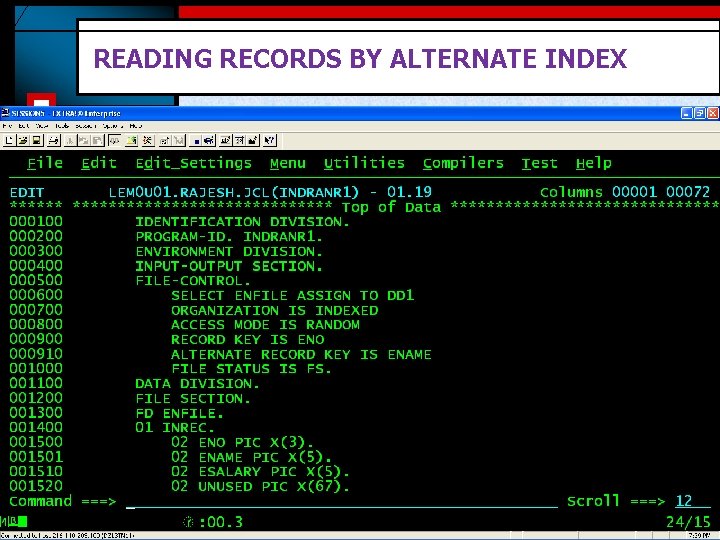 READING RECORDS BY ALTERNATE INDEX 