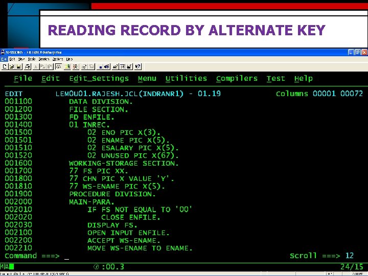 READING RECORD BY ALTERNATE KEY 