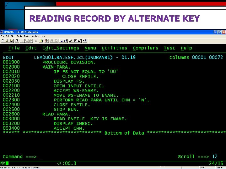 READING RECORD BY ALTERNATE KEY 