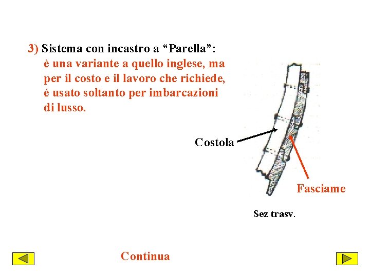 3) Sistema con incastro a “Parella”: è una variante a quello inglese, ma per