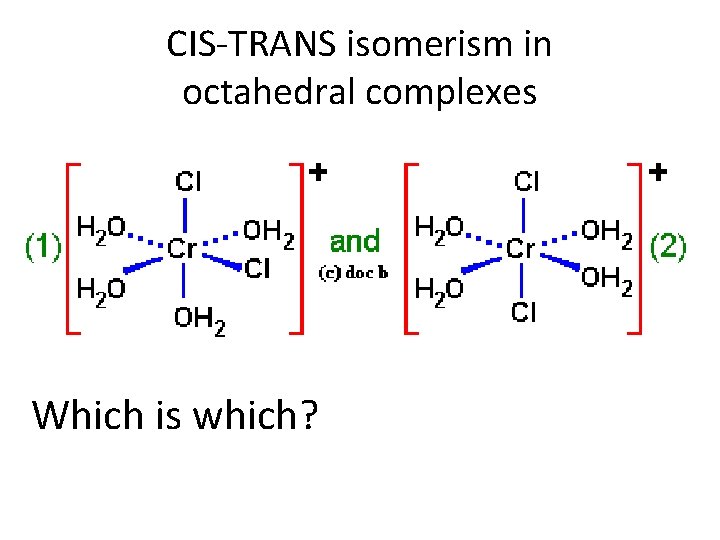 CIS-TRANS isomerism in octahedral complexes Which is which? 