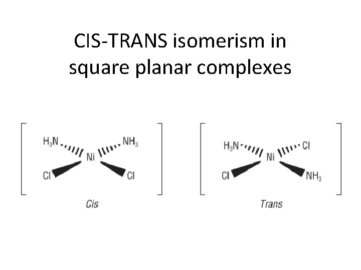 CIS-TRANS isomerism in square planar complexes 