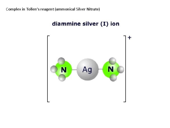 Complex in Tollen’s reagent (ammonical Silver Nitrate) 