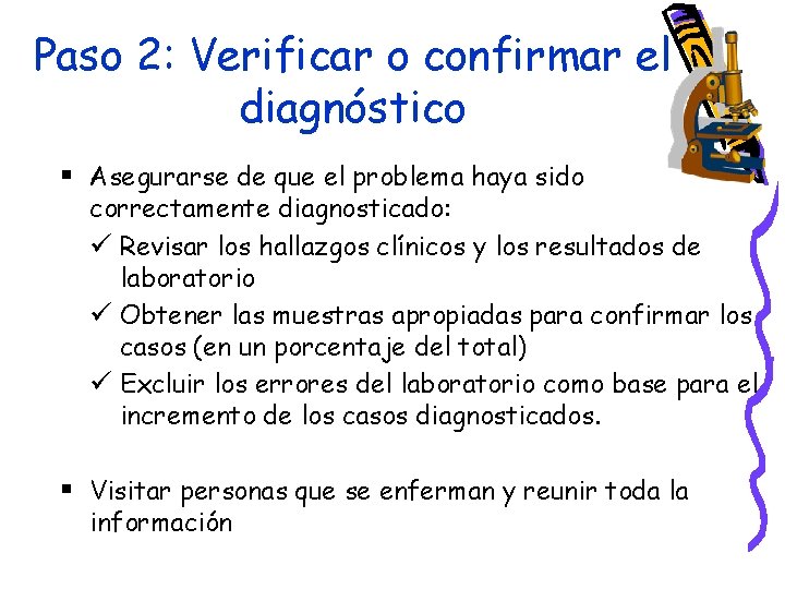 Paso 2: Verificar o confirmar el diagnóstico § Asegurarse de que el problema haya