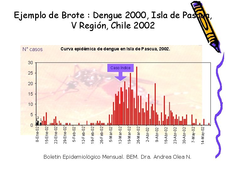 Ejemplo de Brote : Dengue 2000, Isla de Pascua, V Región, Chile 2002 Curva