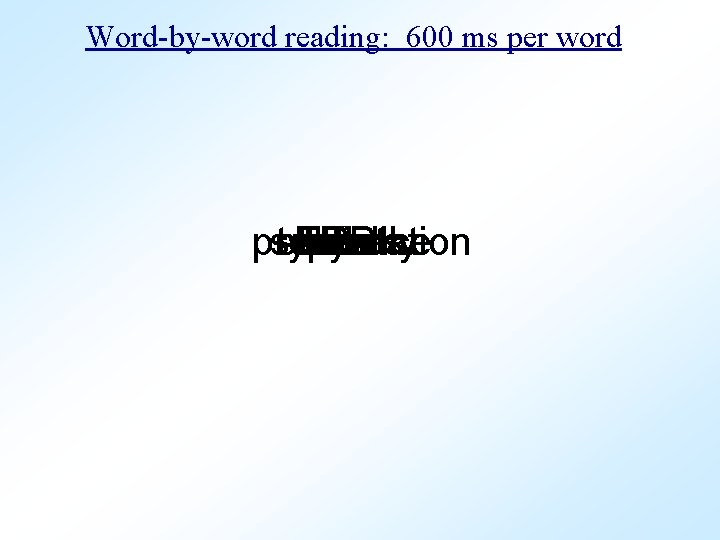Word-by-word reading: 600 ms per word presentation sentence typically studies. word used ERP slow