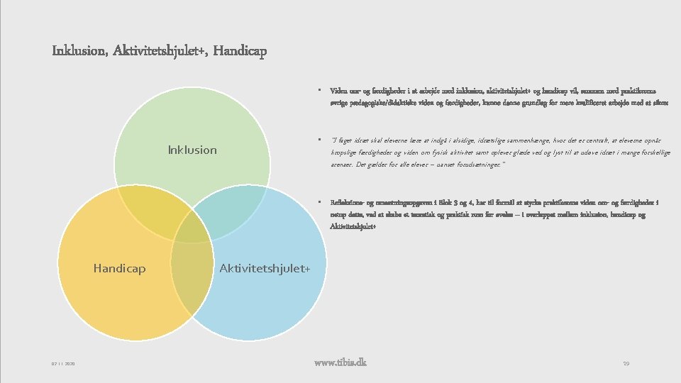 Inklusion, Aktivitetshjulet+, Handicap • Viden om- og færdigheder i at arbejde med inklusion, aktivitetshjulet+