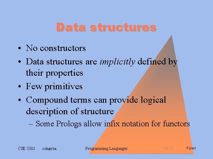 Data structures • No constructors • Data structures are implicitly defined by their properties Data structures • No constructors • Data structures are implicitly defined by their properties