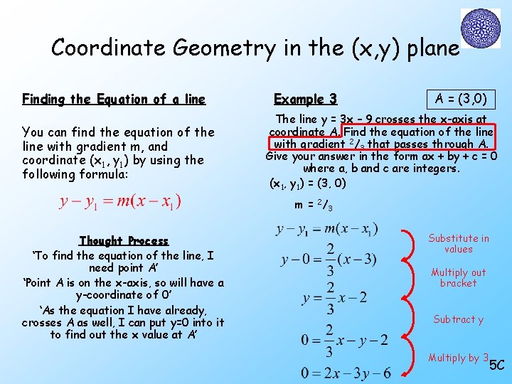 Coordinate Geometry in the (x, y) plane Finding the Equation of a line You Coordinate Geometry in the (x, y) plane Finding the Equation of a line You