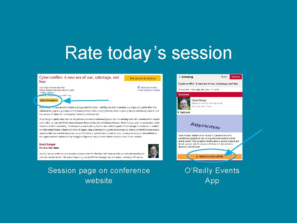 Rate today ’s session Session page on conference website O’Reilly Events App 