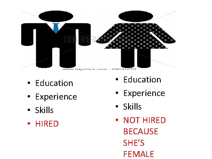  • • Education Experience Skills HIRED • • Education Experience Skills NOT HIRED