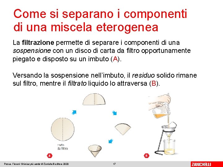 Come si separano i componenti di una miscela eterogenea La filtrazione permette di separare