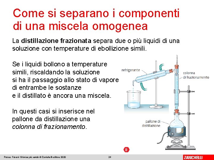 Come si separano i componenti di una miscela omogenea La distillazione frazionata separa due