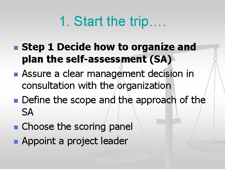 1. Start the trip…. n n n Step 1 Decide how to organize and 1. Start the trip…. n n n Step 1 Decide how to organize and