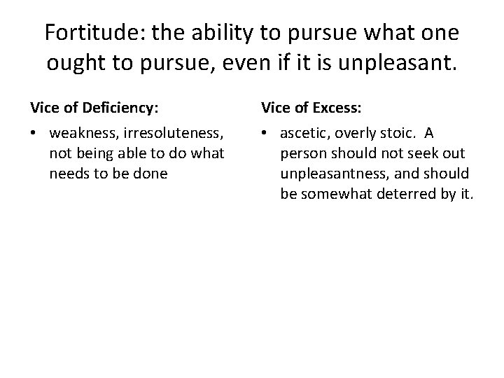 Fortitude: the ability to pursue what one ought to pursue, even if it is